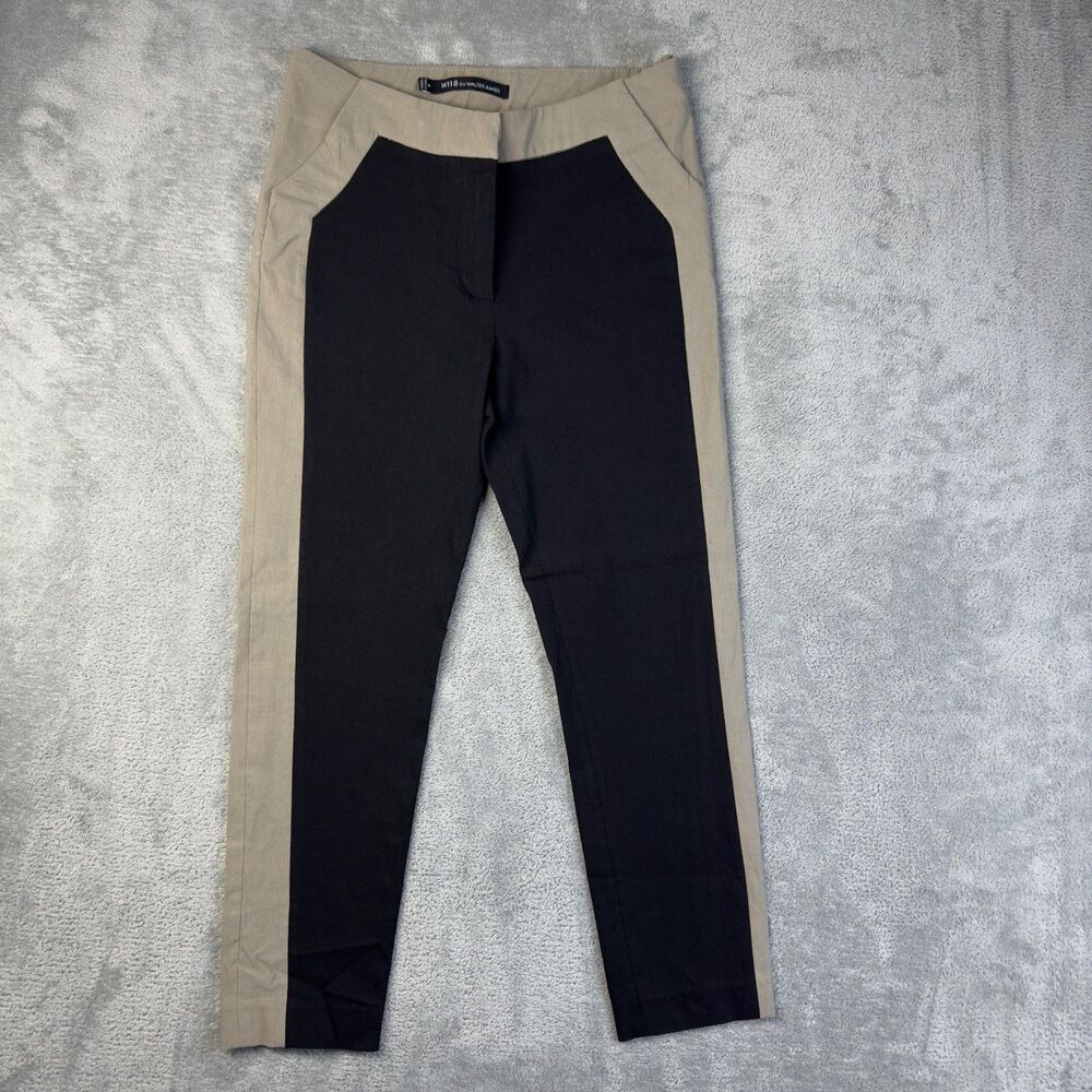 W118 By Walter Baker Pants Womens 4 Black Tan Sebastian Contrast Side Panels